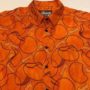 Reese's Hershey Mens 3XL Button Up Short Sleeve Orange Logo Peanut Butter Cup